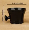 Gepolijste zwarte keramische scheerkom met balhandvat en lineaire texturen, 11,1 cm breed - Kom met handvat / Zwart