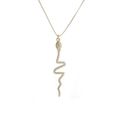Collana minimalista con ciondolo a serpente dorato e micro-intarsio in zircone lucido - Serpente con Zirconia Bianca / Oro / Zirconia Bianca