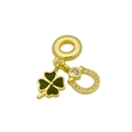 Detailed shot of 18k gold plated four-leaf clover and horseshoe zircon charms for bracelets - Gold/Black