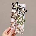 Set of six colorful star-shaped hair clips for girls on a white display card - 6-Piece Set / 77# Morandi Star