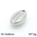 Polished silver stainless steel scallop shell pendant in 14x8mm size variant - Cowrie Shell Style (KLJ7625-Z)