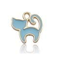 Pendentif chat émaillé bleu clair doré pour la création de colliers et bracelets DIY - Forme de Chat de Dessin Animé (9936) / Chat bleu ciel
