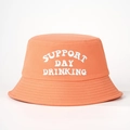 Perzikkleurige vissershoed van katoen-twill met Support Day Drinking borduursel - Eén maat / Oranje