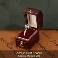 Mini vintage ring box in reddish brown with wavy silver zircon ring, 2.2*3.2*3.3CM size - Octagonal / Burgundy
