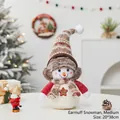 Christmas snowman plush doll in red sweater and brown knit hat, medium size 20x38cm - 20*38cm / Brown Earmuff Medium Snowman
