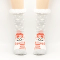 Chaussettes thermiques pour femmes avec motif bonhomme de neige gris et revers en fourrure - Taille unique / Bonhomme de Neige Gris