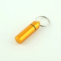 Portable orange gold aluminum waterproof medicine pill box with a keychain ring - Gold
