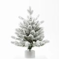 Miniature flocked artificial Christmas tree in a minimalist white pot for holiday decor - 30CM Flocked Snow Silver Base (No Light)