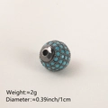 Gunmetal copper spacer bead with blue zircon inlay for DIY bracelet and necklace making - 10MM Turquoise Color Gun Black Plated