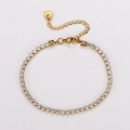 Elegantes goldenes Tennisarmband mit runden Zirkoniasteinen und Karabinerverschluss - 3mm 18+5cm / Gold