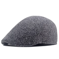 Men's winter grey tweed flat cap with warm padded lining and ivy style texture - Approx. 58cm / Light Gray