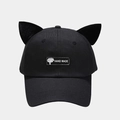 Black baseball cap with cute cat ears and handmade woven label for street style fashion - Adjustable / Black