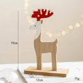 Wooden Christmas reindeer ornament with red antlers and base, 19cm height - Red Antler Gray Wood Style (5)