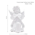 White resin praying angel statue with rose crown and wings for home desk decor, 21cm height - Praying Angel Holding Hands (White)