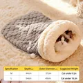 Saco de dormir cálido de felpa para gatos en gris con guía de tallas M y L - Gris Engrosado Mejorado