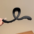 Matte black oversized shark hair claw clip in a streamlined design for thick hair - Matte Lines Black-13cm