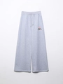 Detail der hellgrauen Jogginghose mit Pfirsich-Stickerei und Kordelzug am Bund - S / Pants