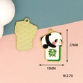 Detail of Panda Mahjong pendant with size markings and weight on a pastel background - Panda Holding 'Fa' Tile-Style 1