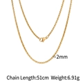 Collana a catena dorata in acciaio al titanio da 2mm per donna, 51cm con chiusura a moschettone - Catena a Sfere Dorata 2 mm * 51 cm