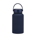 Navy blue 650ml stainless steel sports bottle with matte powder coating and handle - Indigo Blue