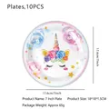 Piatti di carta usa e getta unicorno da 7 pollici con corno dorato, set da 10 pezzi - Piatti di carta piccoli