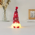 Gnome de Noël lumineux avec bonnet en tricot à flocons rouges et barbe scintillante - Jambe Courte / Rouge