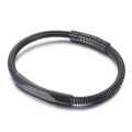 Pulsera negra de acero inoxidable con cadena de serpiente y placa curva de estilo industrial - Negro (KB169226-KLHQ)