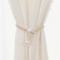Elegant champagne braided curtain tieback featuring large white pearl decorative accents - Two Pearls Tieback