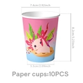 Set van 10 roze axolotl papieren bekers met schattige patronen voor themafeestjes - Papieren beker
