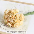 Elegant champagne silk artificial tea roses bouquet for wedding decor and floral arrangements - One Bundle Tea Roses / Champagne