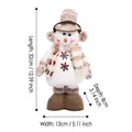 Christmas snowman plush doll in striped knit hat with detailed product size dimensions - Beige Retractable Snowman