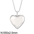 Silver large hollow heart pendant on snake chain with N:550x2.5mm specifications - Steel Color Necklace (KN235389-K) / Steel