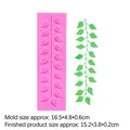 Pink silicone leaf mold with green bark texture for fondant cake borders and DIY crafts - 15-258(Long Leaf) / Pink
