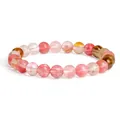 Natural strawberry quartz beaded bracelet with round 8mm multi-color gemstone beads - Watermelon Quartz / 4mm