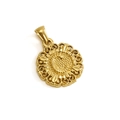 Pendente rotondo dorato con incisione floreale a raggiera e design traforato - Stile Lettera C (C-Ciondolo Singolo)