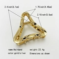 Detailed view of golden triangular metal hair claw with dimensions and weight specs - No.11 Gold Wavy Triangle