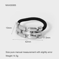 Silver metal brick buckle detail on high elastic ponytail holder with dimensions - Silver Chunky Chain (NXA3008S)