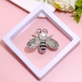 Silver bee brooch with pearls and crystals displayed in a modern suspension gift box - XZ028 Silver-Silver Bee-Boxed