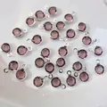Faceted purple glass round pendant with silver bezel for DIY jewelry making - Silver Base Smoky Purple
