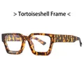 Fashionable square blue light blocking glasses with vintage tortoiseshell amber frames - Black Tortoise Frame