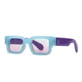 Square sunglasses with light blue frames, purple temples, and pink gradient lenses - Light Blue Frame Pink Purple Lens (C5)