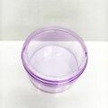 Clear purple plastic round organizer box with lid for cosmetics or jewelry storage - Round / Purple