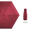 Portable burgundy folding umbrella with gold heart print and compact design - Wine Red (Plain Mini)