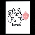 Pink rose quartz acorn crystal pendant displayed on a creative squirrel cartoon card - Rose Quartz (1pc)