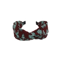 Twisted fabric headband featuring dark red and teal abstract leaf patterns - Abstract Leaf Wine Red (FK-B078 Wine Red)
