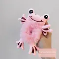 Chouchou grenouille en peluche rose en tissu doux pour coiffures mignonnes - Chouchou Grenouille Rose
