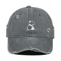 Vintage Baseballkappe aus grauer Baumwolle mit Panda-Stickerei und modischen Rissen - Einheitsgröße / Grau