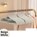 Non-slip velvet clothes hanger in cream white with space-saving ultra-slim design - 10 Pieces Set / Off White