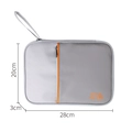 Grey Oxford fabric digital organizer bag with orange zipper and 28x20x3cm dimensions - Flat Style Grey