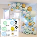 126pcs macaron mint and blue balloon garland kit with golden 4D and confetti accents - Macaron Set 04